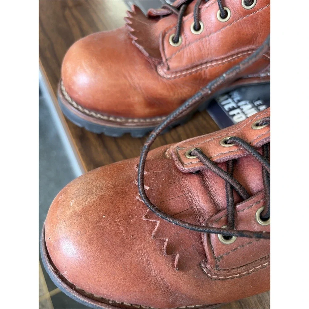 VTG Golden Retriever 9015 Deluxe Logger Boots Men's 8M Red Oak - Excellent Tread